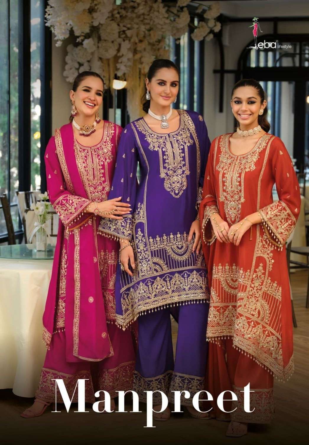 EBA LIFESTYLE MANPREET CHINON WITH EMBROIDERY WORK READYMADE...