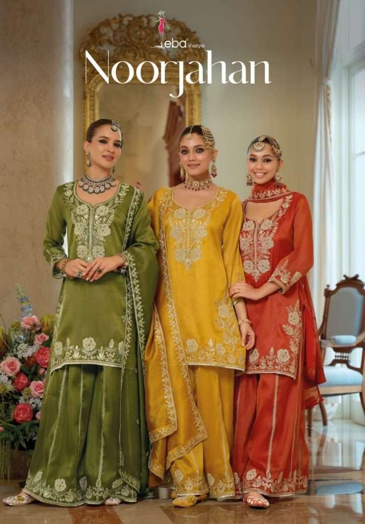 EBA LIFESTYLE NOORJAHAN READYMADE PAKISTANI KURTI PALAZZO SU...