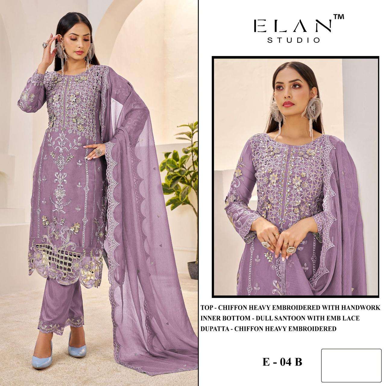 ELAN STUDIO E 04 HEAVY EMBROIDERED CUT WORK SUIT SHADI & PAR...
