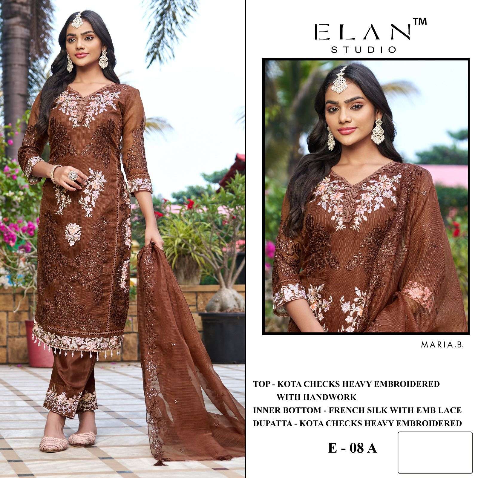 ELAN STUDIO E 8 KOTA CHECKS HEAVY WORK FRENCH SUIT MATERIAL ...