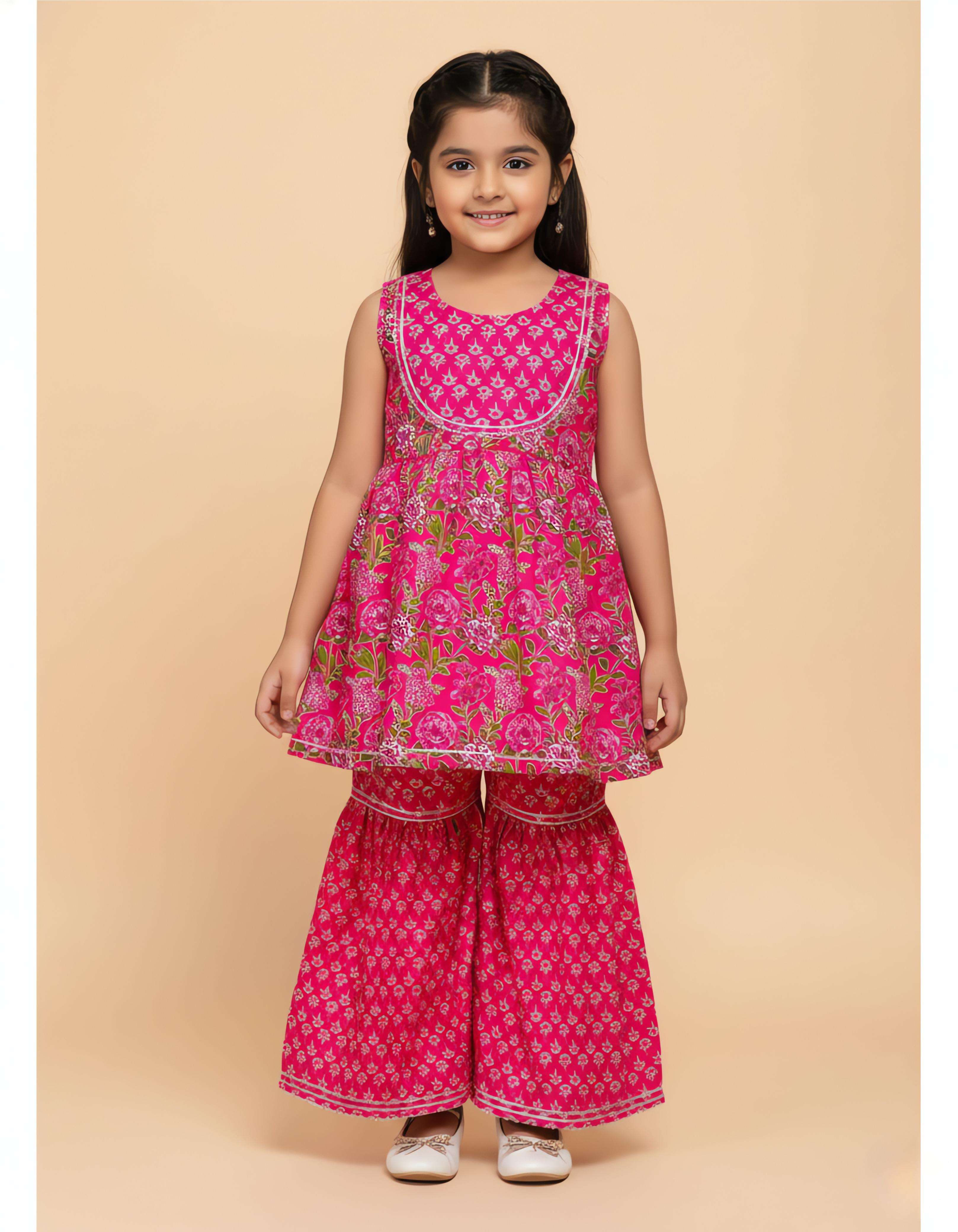 FESTIVAL SEASON KIDS GIRL WEAR MULTI DESIGN KURTA KEDIYA SHA...