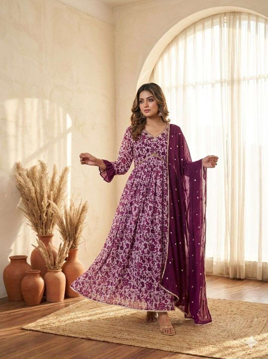 FESTIVAL SPECIAL PAKISTANI STYLE GOWN DUPATTA GEORGETTE FABR...