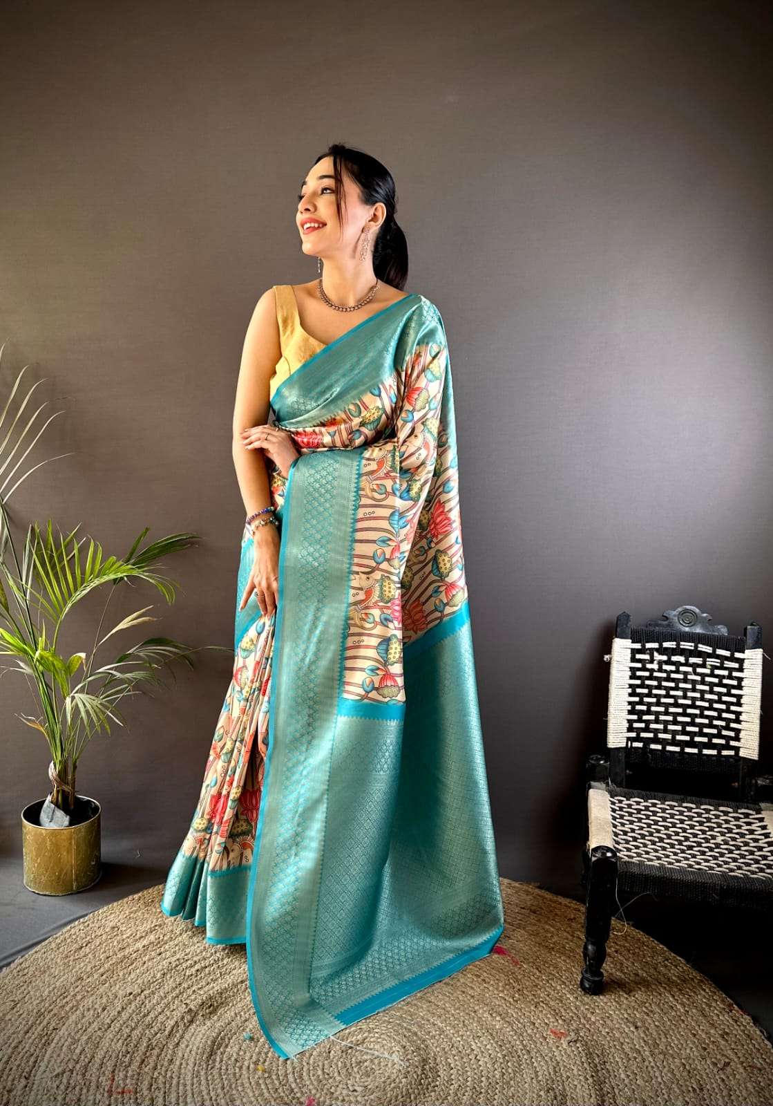  Flying Fish Banarasi Pure Lichi Silk Paithani Saree with be...