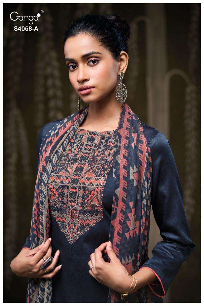 GANGA ANNERIE 4058 PREMIUM PURE COTTON SATIN COLOR SALWAR SU...