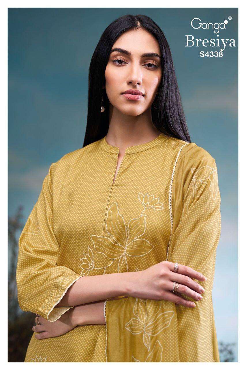 GANGA BRESIYA 4338 COTTON SATIN PRINTED WITH EMBROIDERY SUIT...