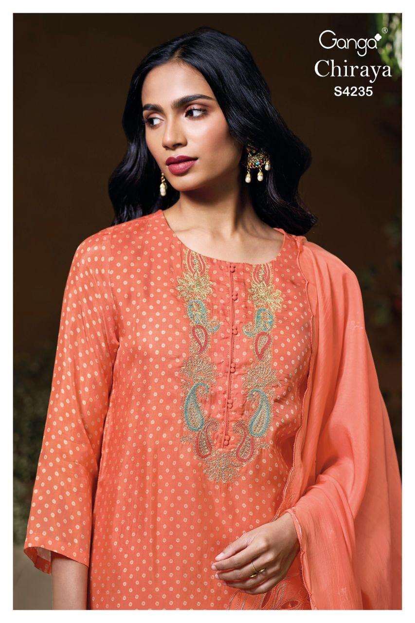 GANGA CHIRAYA 4235 HABUTAI SILK PRINTED FULL WORK TRADITIONA...
