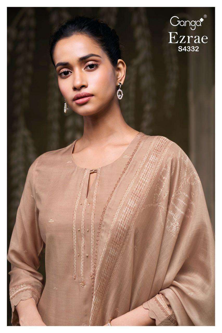 GANGA FASHION EZRAE 4332 BEMBERG SILK PRETTY DESIGN SUIT MAT...