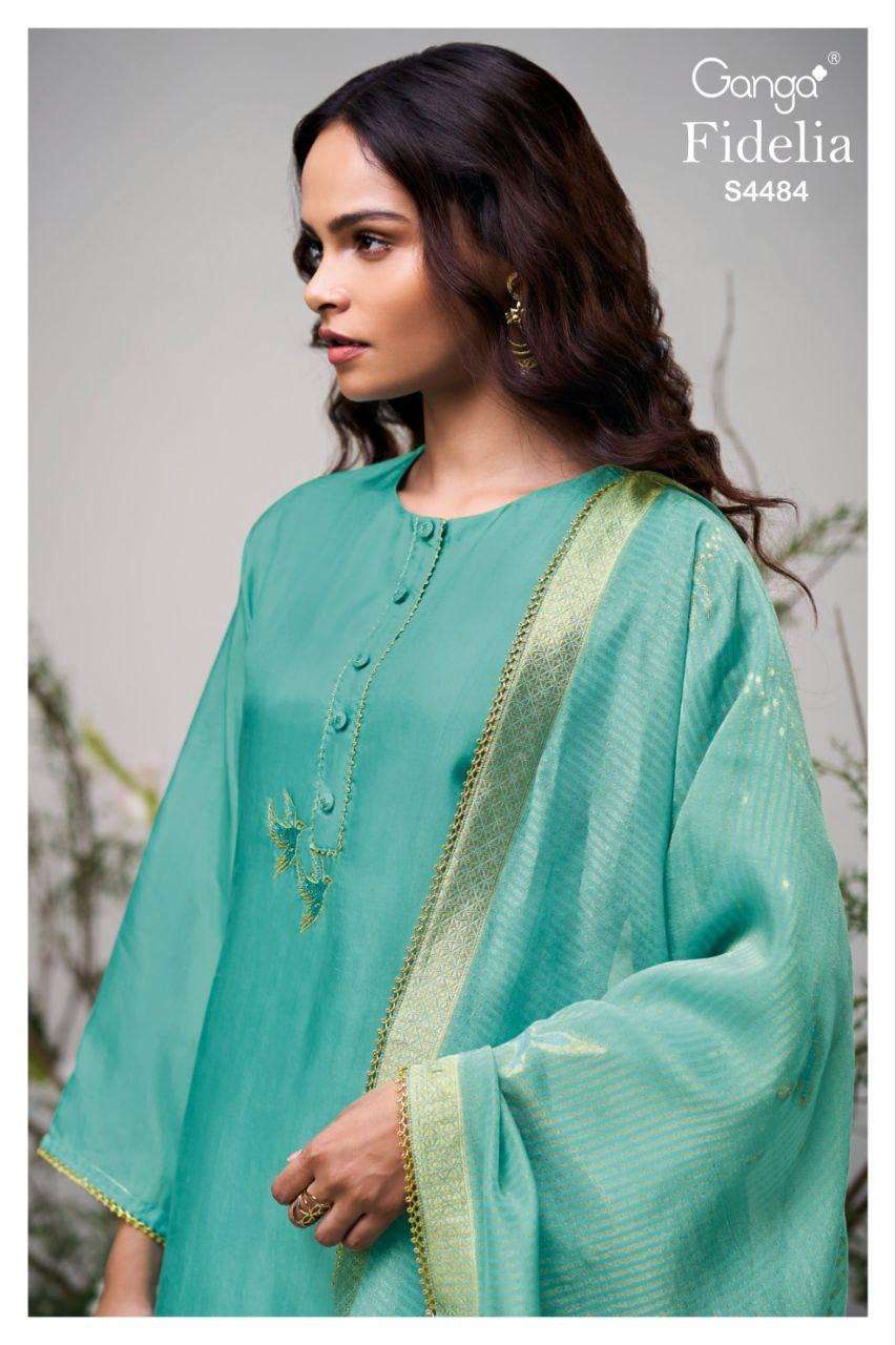 GANGA FIDELIA 4484 HABUTAI SILK SOLID COLOR WITH HAND SALWAR...