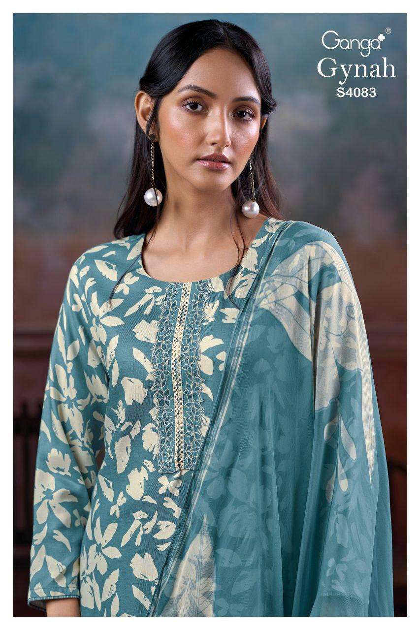 GANGA GYNAH 4083 COTTON SATIN PRINTED SALWAR KAMEEZ FESTIVAL...