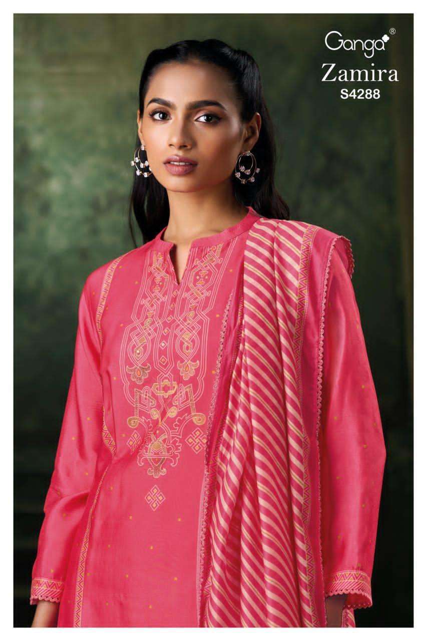 GANGA ZAMIRA 4288 RUSSIAN SILK LATEST DESIGNER SALWAR SUIT W...