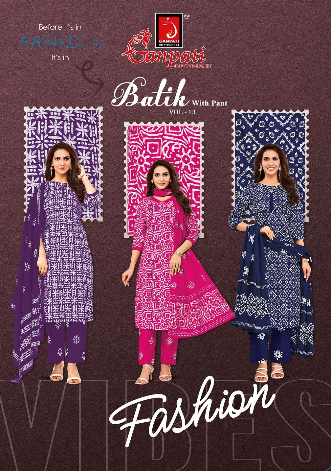 GANPATI BATIK VOL 13 READYMADE REGULAR COTTON PRINT SALWAR K...