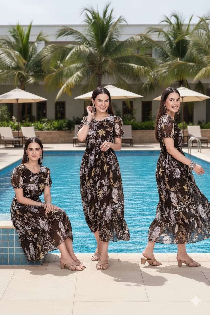 GEORGETTE LONG MARI DRESS YOUNG WOMEN CLOTHING STORE RANG