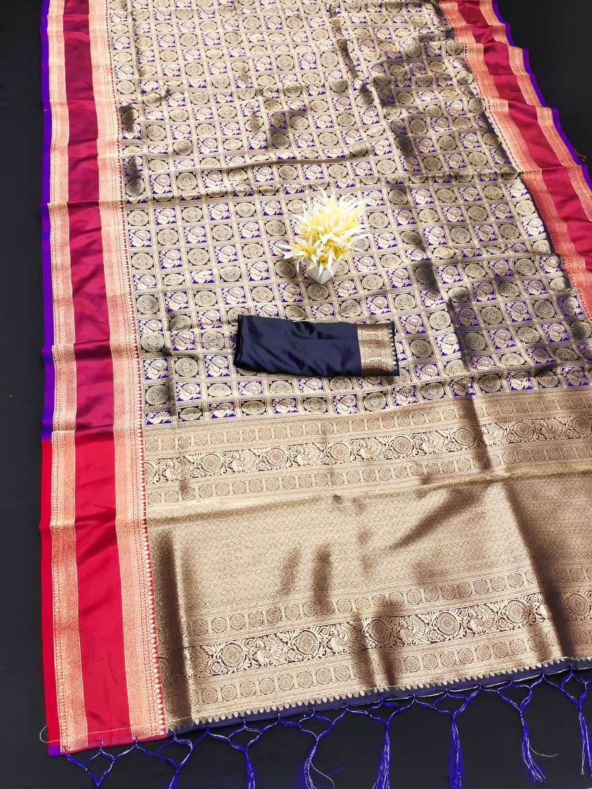 GHUNGHAT SUPER SOFT BANARASI SILK FABRIC HANDMADE VIBRANT RE...