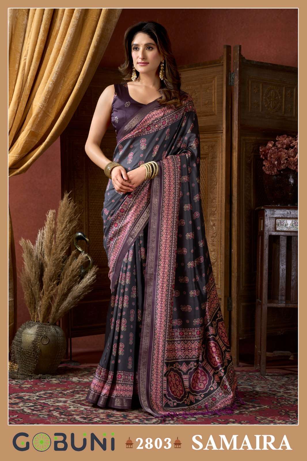  Gobuni Samaira 2801To 2806 Ajrak Printed Cluster with Jacqu...