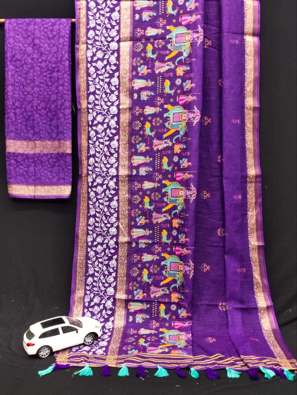  Gold Linen With weaving 3 Patta with beautiful colouring ch...