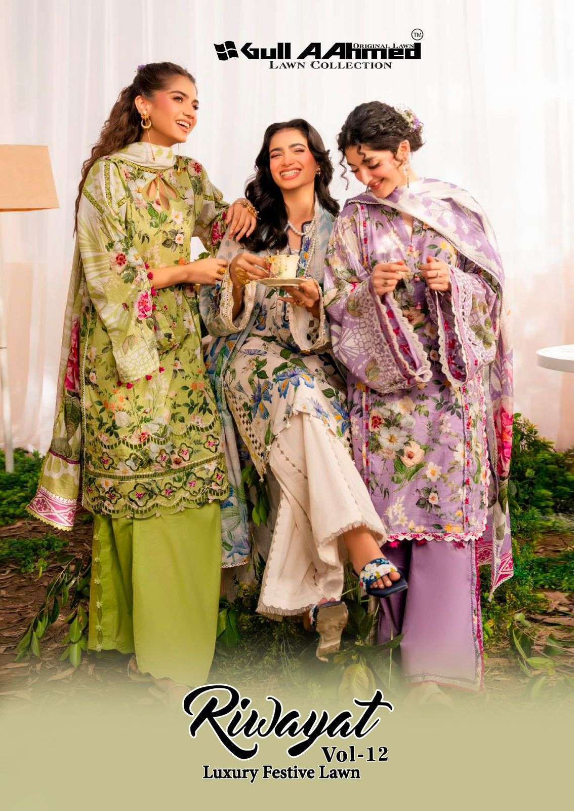 GULL AADHMED RIWAYAT VOL 12 READYMADE KARACHI SUIT COLLECTIO...