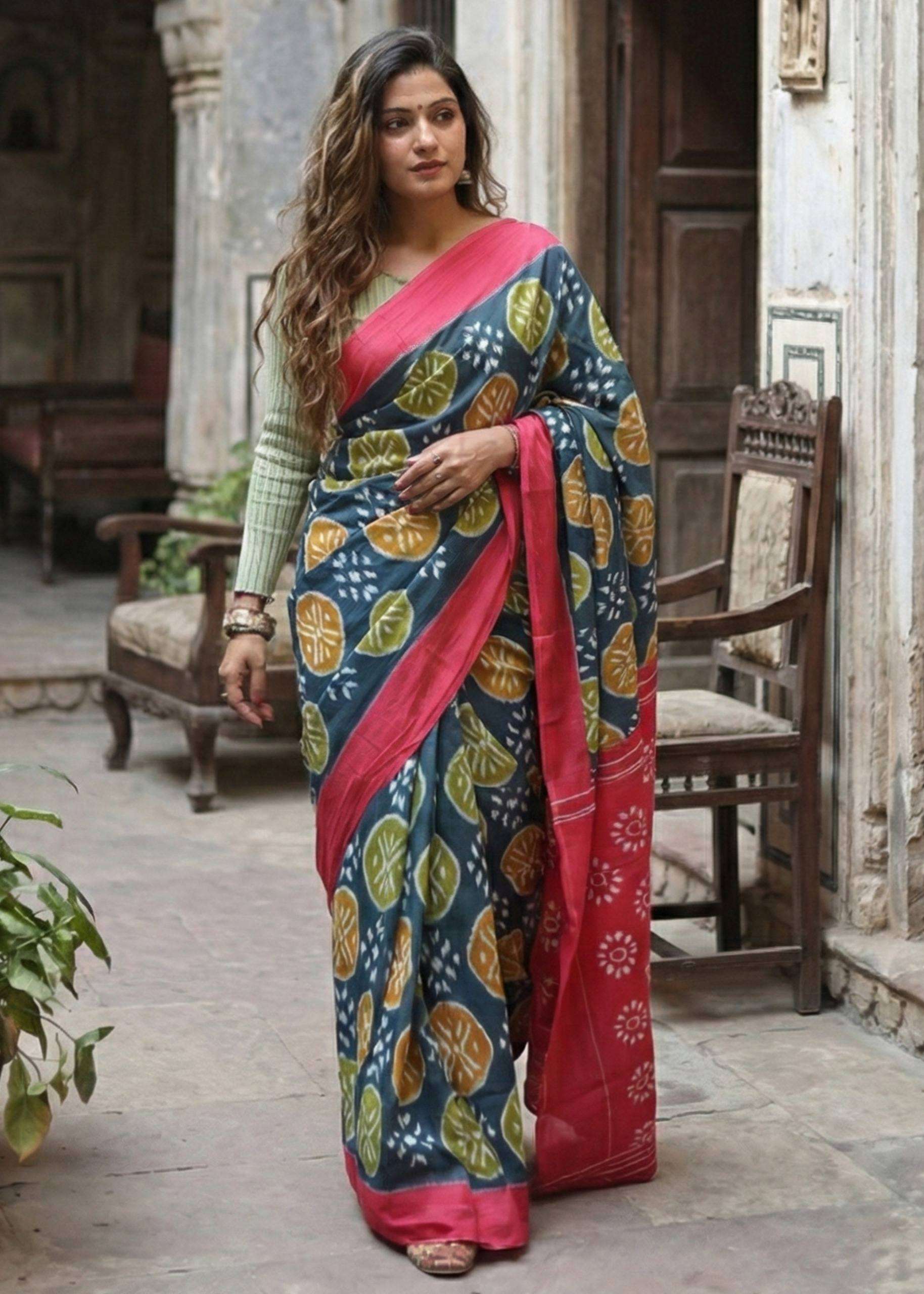 hand block print bagru sarees at amazing rates soft cotton s...