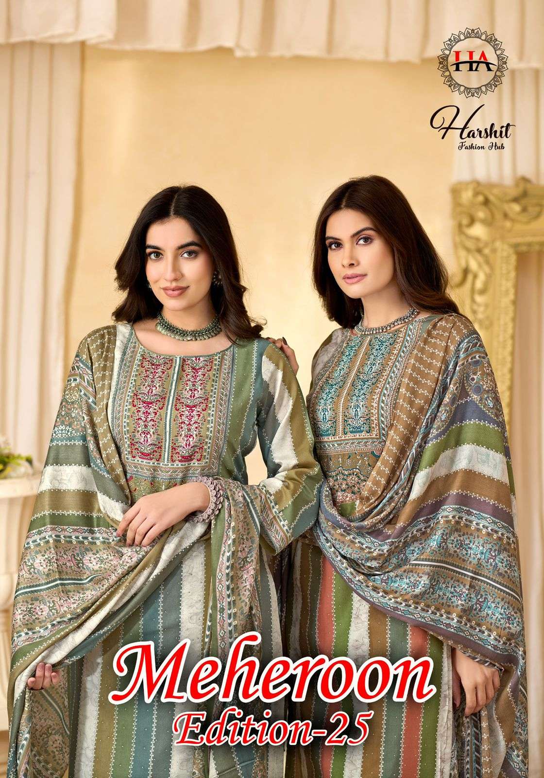 HARSHIT FASHION MEHEROON VOL 25 RAYON EXCLUSIVE PRINT SUIT L...