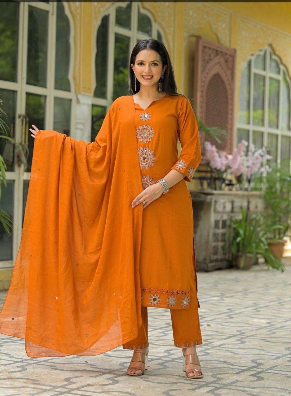 HEAVY COTTON 60 REAL MIRROR WORK KURTI PANT WITH DUPATTA BUY...