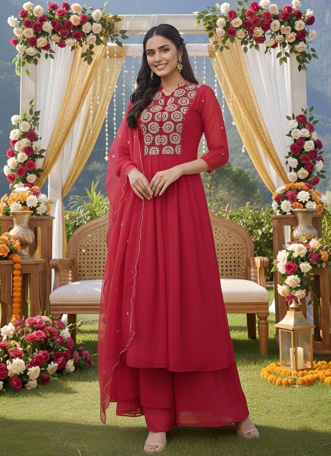 HIGH TICKET BOUTIQUE DESIGNER THREE PIECE SHARRARA SUIT SURA...