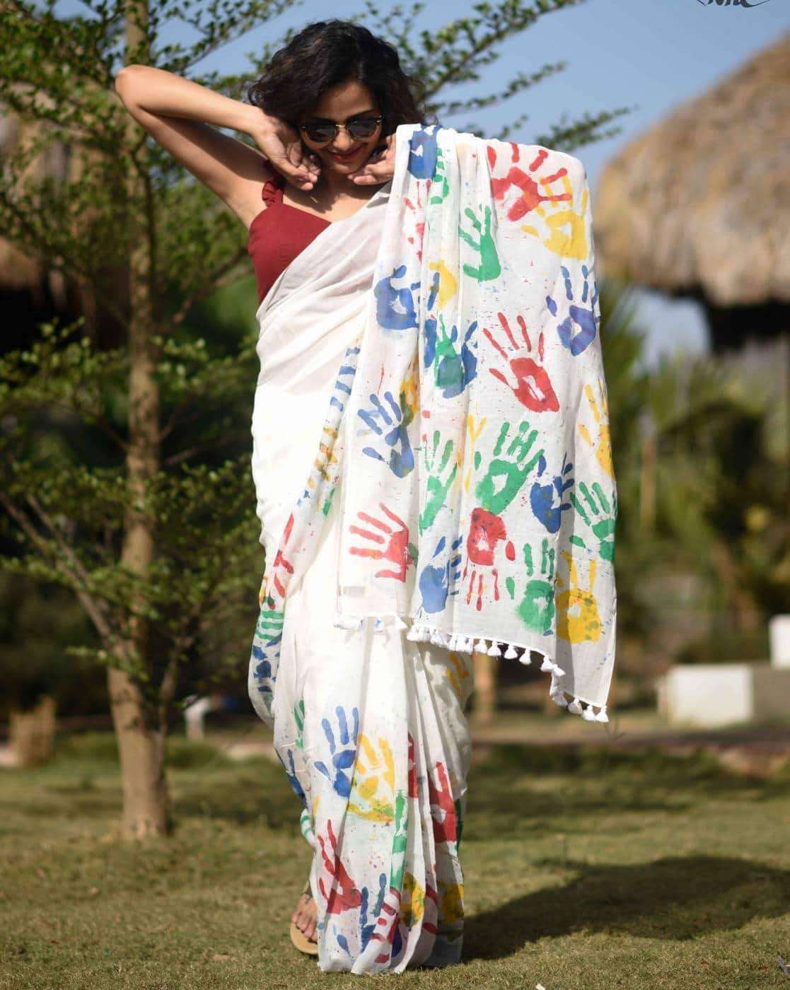 Holi Hai Holi Special Design in Soft Linen With multicolor h...