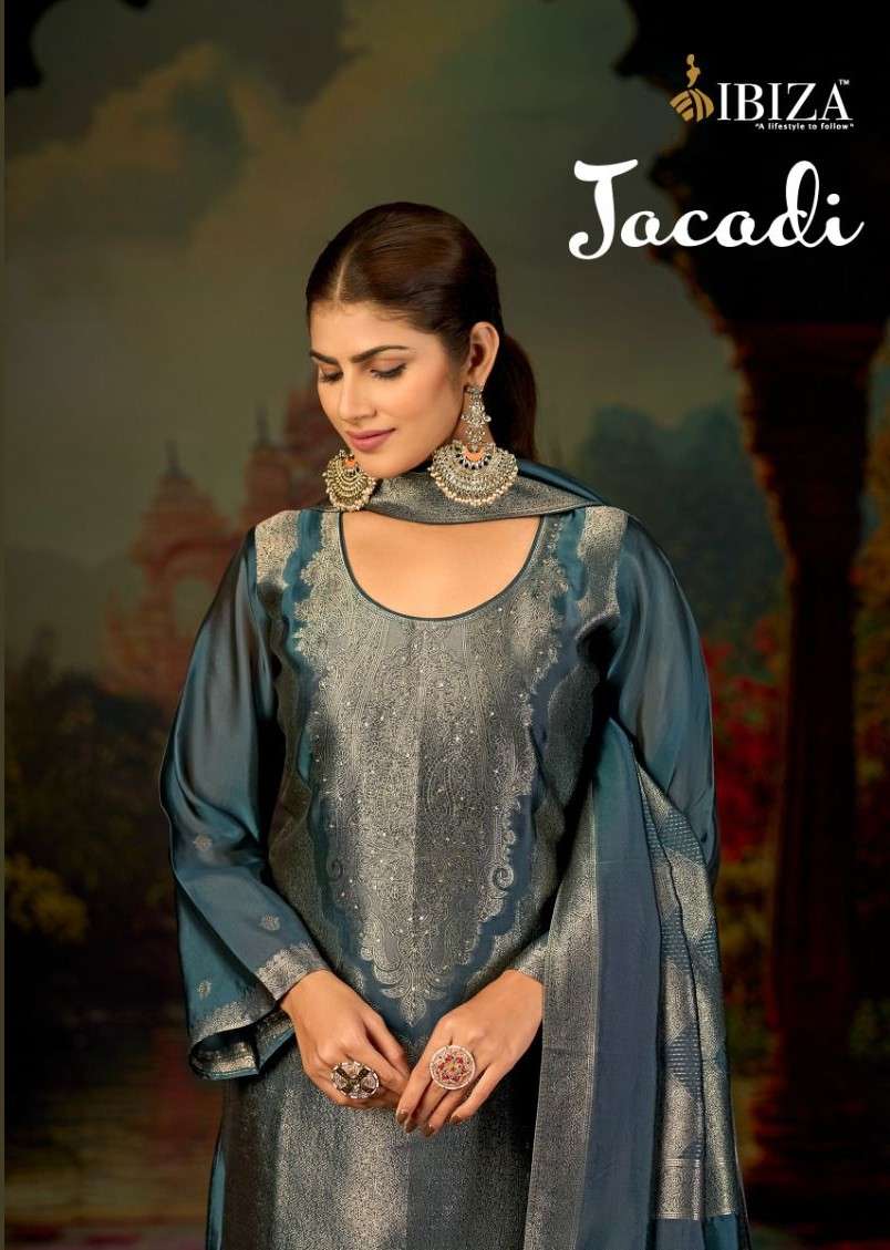 IBIZA JACADI BANGLORY SILK JACQUARD GOLD PRINT CLASSIC SUIT ...
