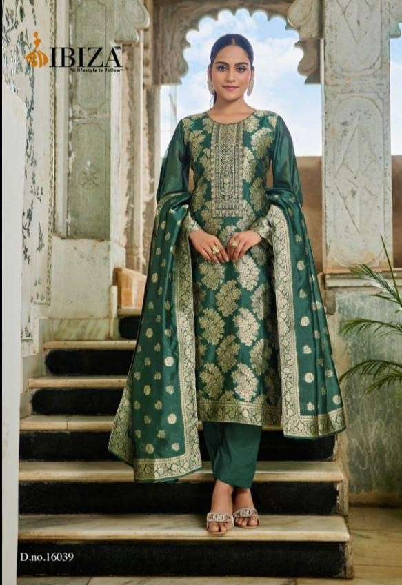 IBIZA RANGEEN BANGLORY SILK JACQUARD PRINT INDIAN SUIT BRAND...