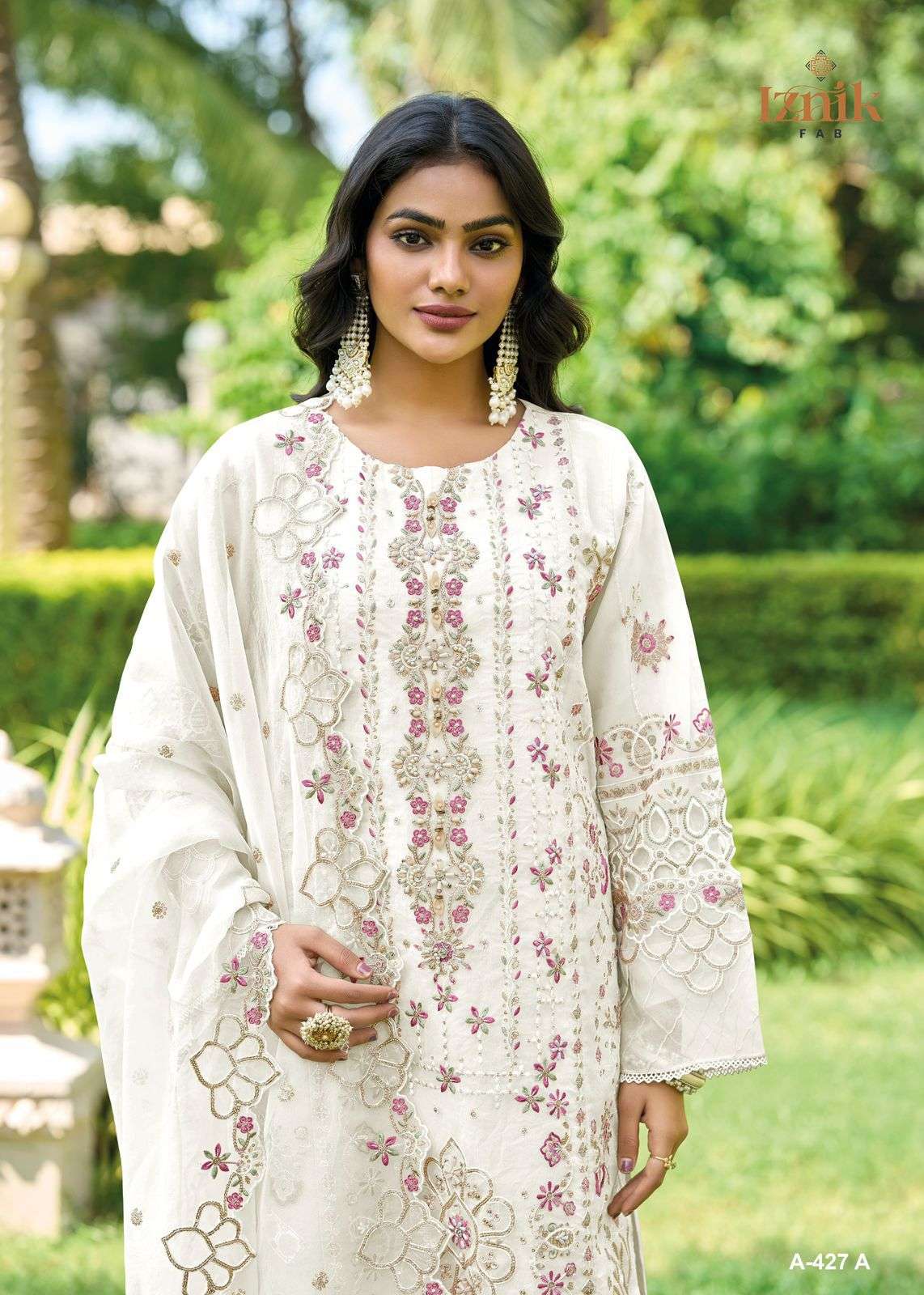 IZNIK FAB A 427 CHIFFON QUALITY HEAVY EMBROIDERY FANCY SUIT ...