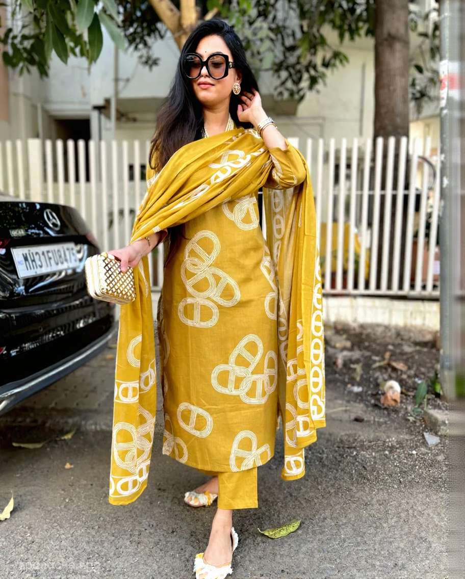 JAIPUR COTTON PRINT DESGINER TOP BOTTOM DUPATTA SET FESTIVAL...