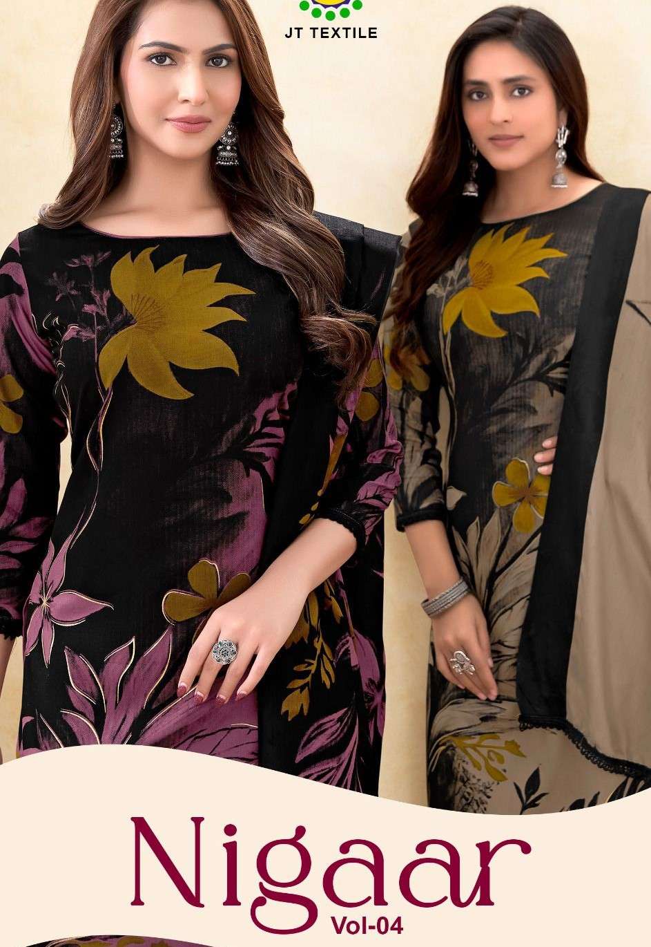 JAMATMAL NIGAAR VOL 4 RAYON FOIL PRINT & LACE KAMEEZ SUIT AT...