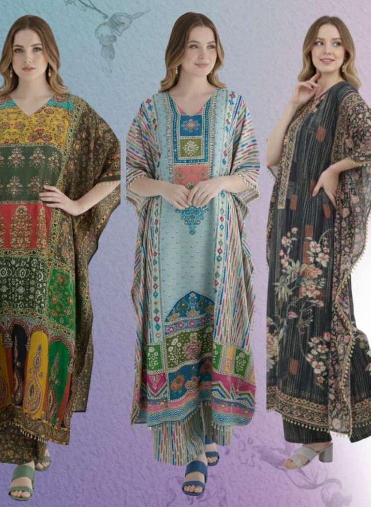 JISHAN KAFTAN CO ORD SET WITH VALUE ADDITION VOL 3 KAFTAN KU...