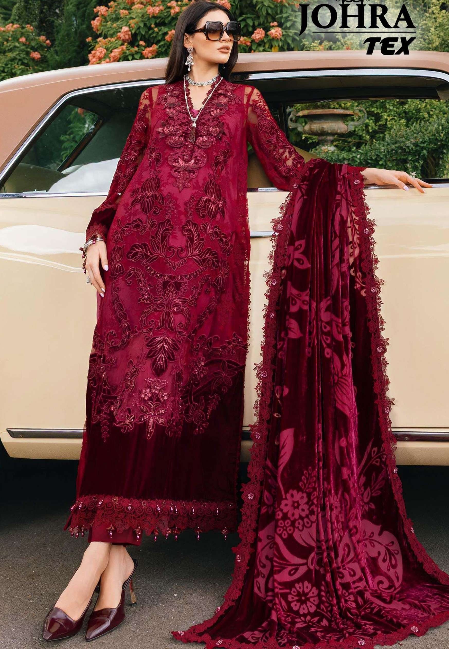 JOHRA TEX 188 RAYON COTTON WITH EMBROIDERED PRETTY PAKISTANI...