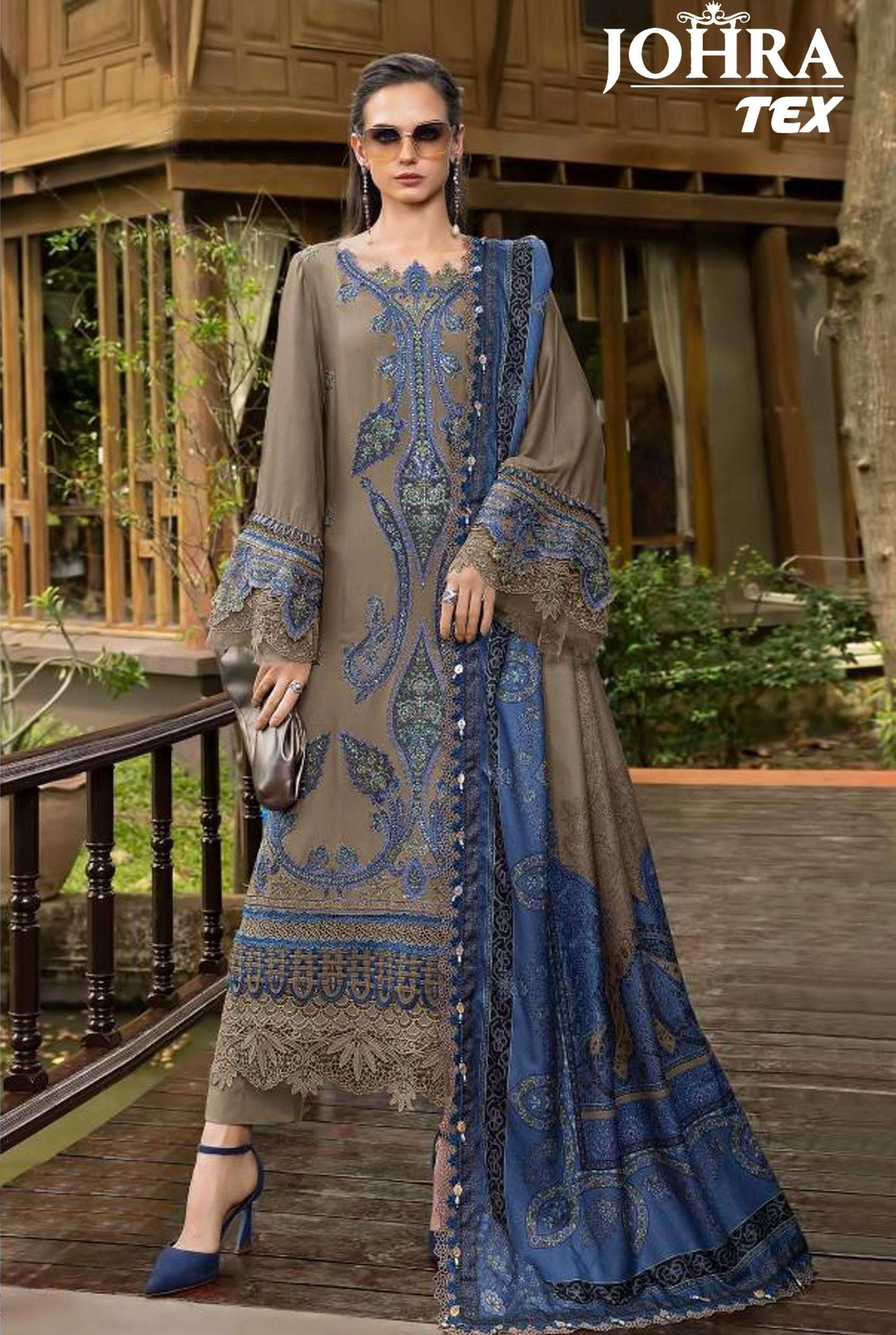 JOHRA TEX JT 190 RAYON COTTON WITH EMBROIDERED PAKISTANI STY...