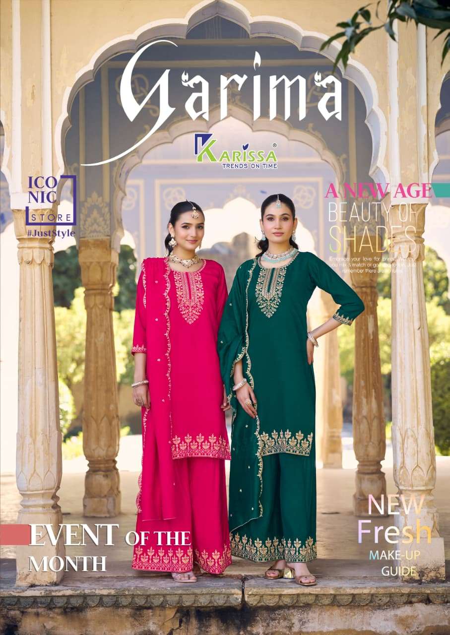 KARISSA GARIMA SILK COTTON DESIGN TOP DIVIDER PLAZO WITH DUP...