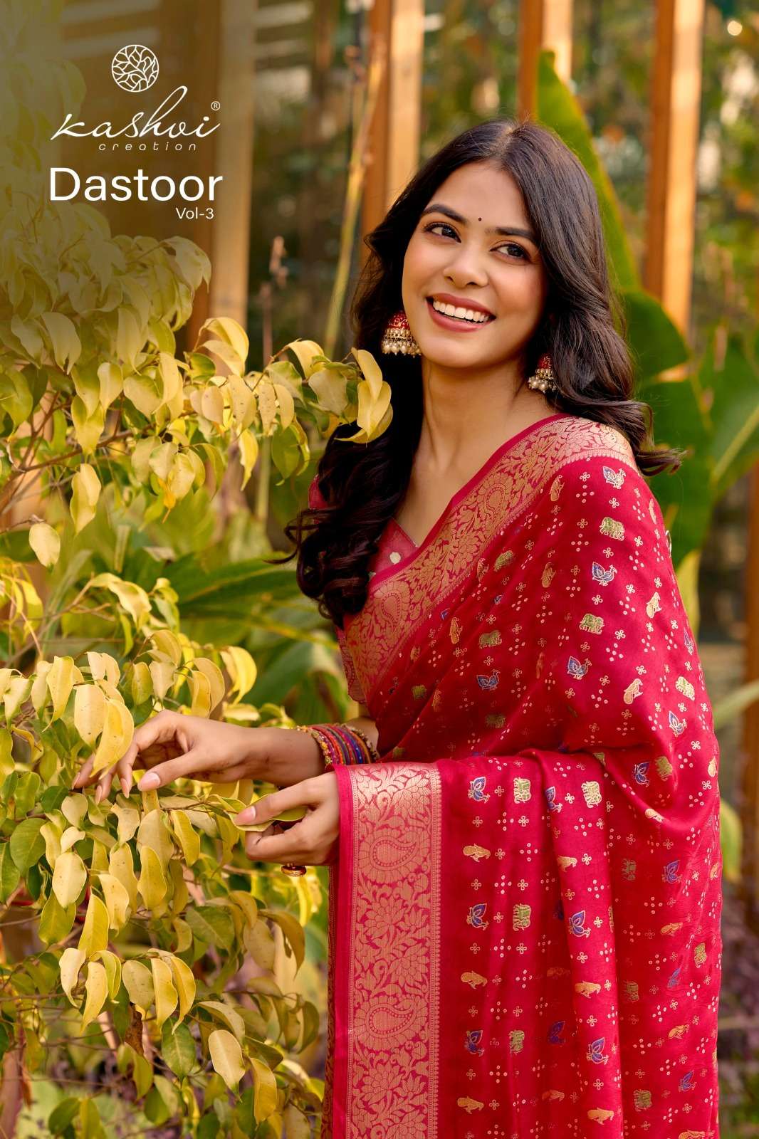 KASHVI CREATION DASTOOR VOL 3 VISCOSE BRIGHT MOSS FOIL DESIG...
