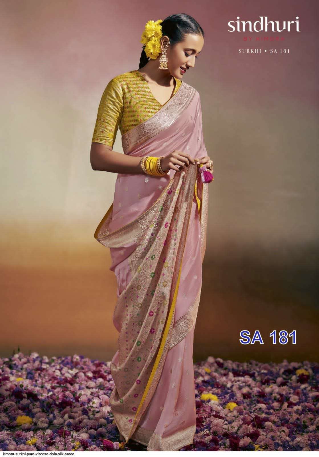 KIMORA SURKHI VISCOSE DOLA SILK WITH MINAKARI PALLU SAREE & ...