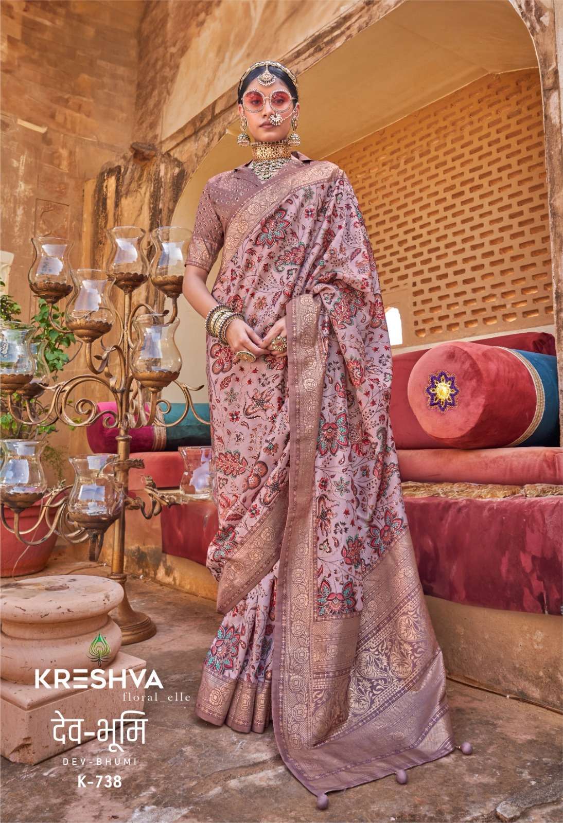  Kreshva  Dev Bhumi  737 to 746 Super tissue Silk With Palu ...