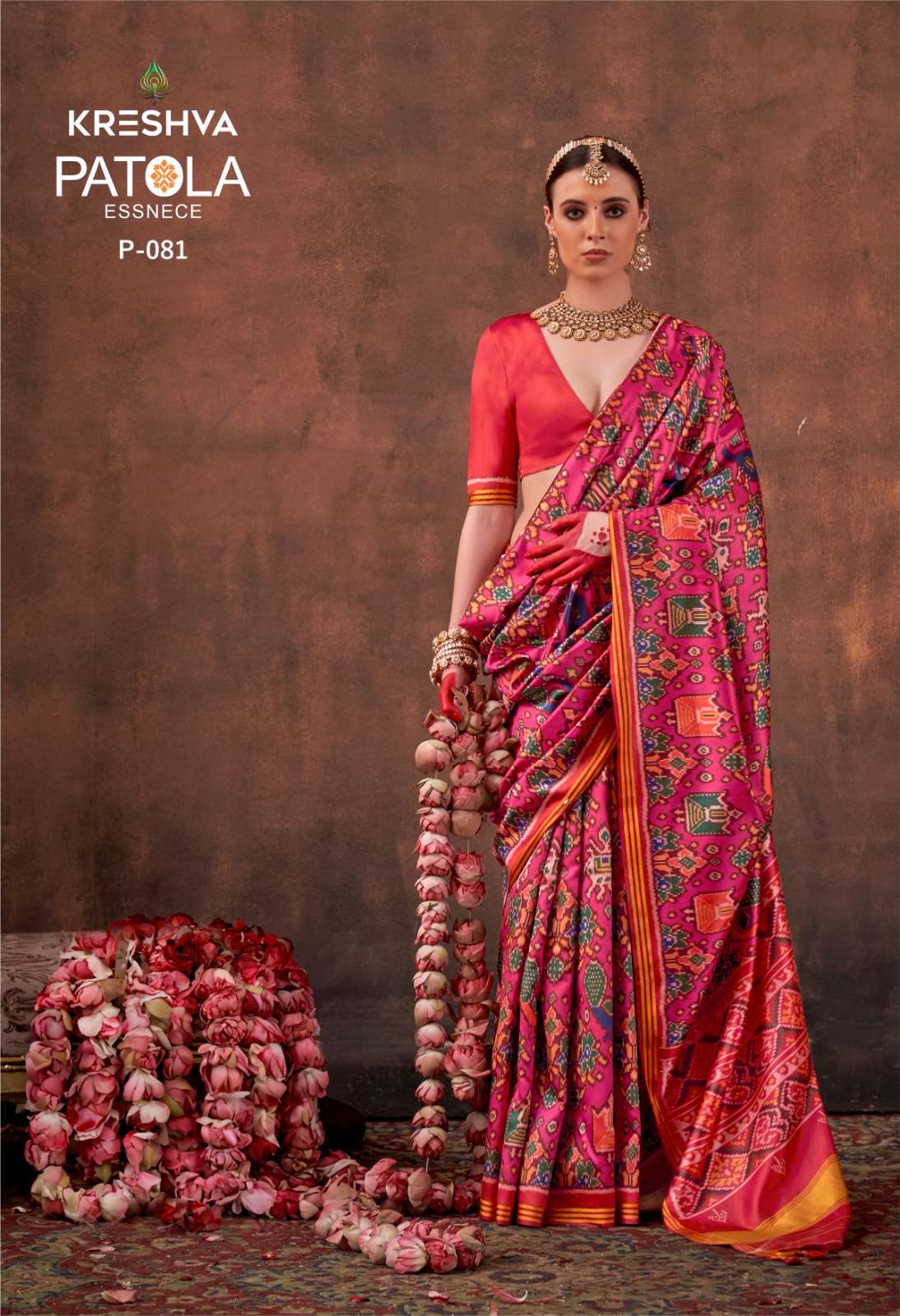 KRESHVA PATAN PATOLA SILK WITH WEAVING BORDER AND PALLU SARE...