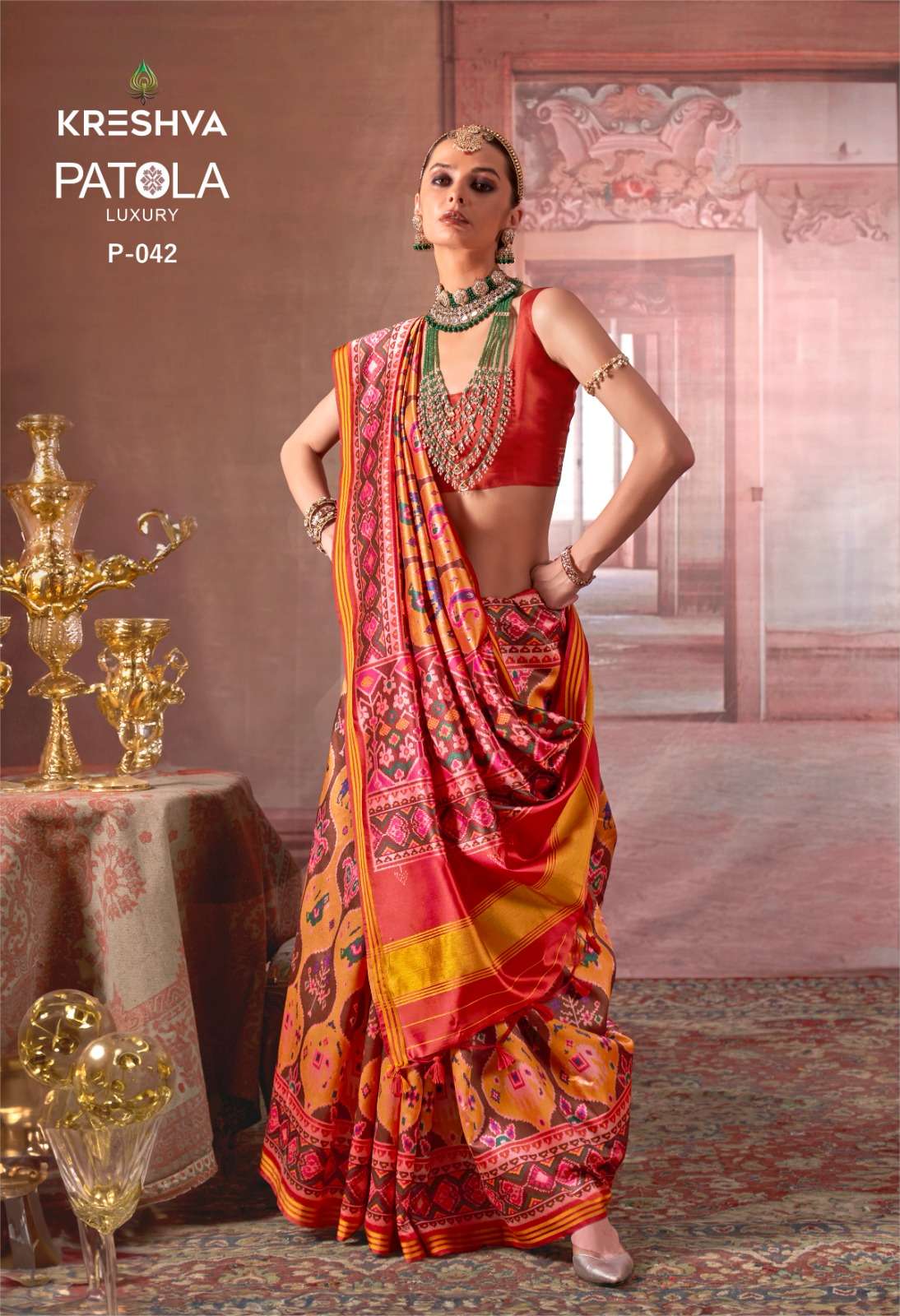 KRESHVA PATOLA LUXURY HANDMADE   EXCELLENT PATAN PATOLA PRIN...
