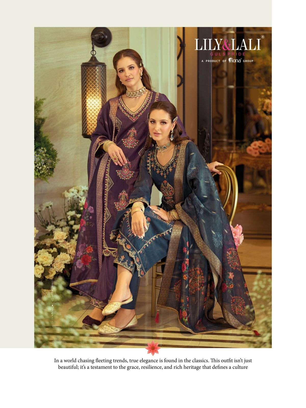 LILY & LALI GULABO FESTIVAL COLLECTION SILK AND EMBROIDERY S...