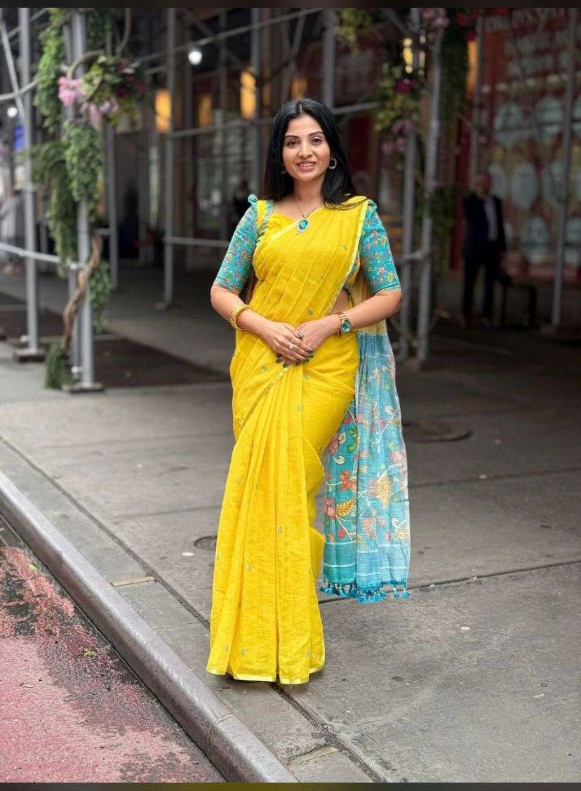 LOSS BIOSSOM  Heavy linen blooming  With Kalamkari Digital P...