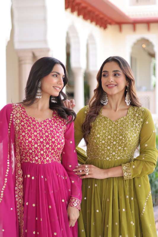LW 9282 GEORGETTE RICH SEQUENCE WORK READYMADE  GOWN DUPATTA...
