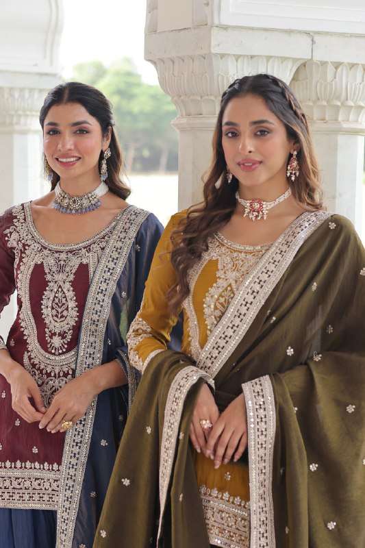 LW 9302 PREMIUM DESIGNER READYMADE TOP SHARARA DUPATTA COLLE...