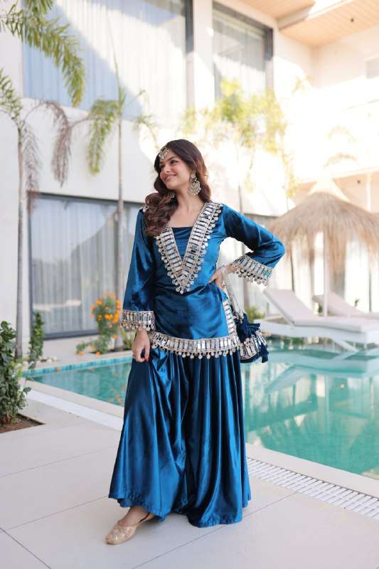 LW 9307 WINTER VIRAL VELVET RICK LOOK DESIGNER READYMADE TOP...