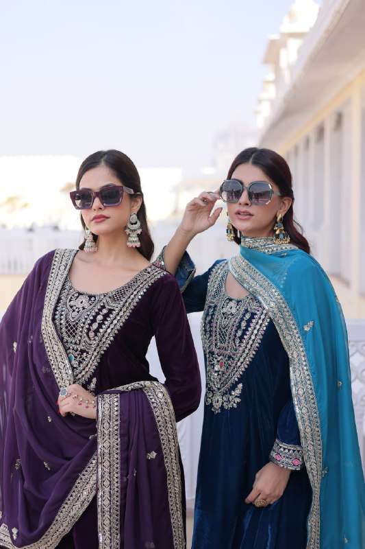 LW 9314 READYMADE VELVET RICH SEQUENCE TOP PANT WITH DUPATTA...