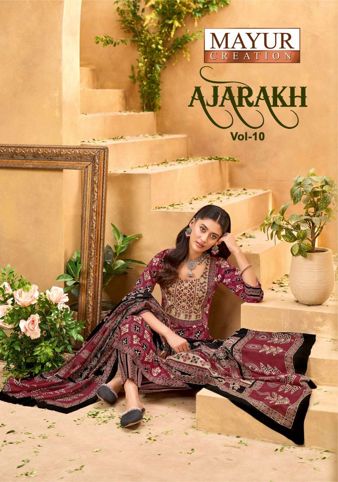 MAYUR AJARAKH VOL 10 COTTON PRINTED WITH EMBROIDERY SUIT RES...