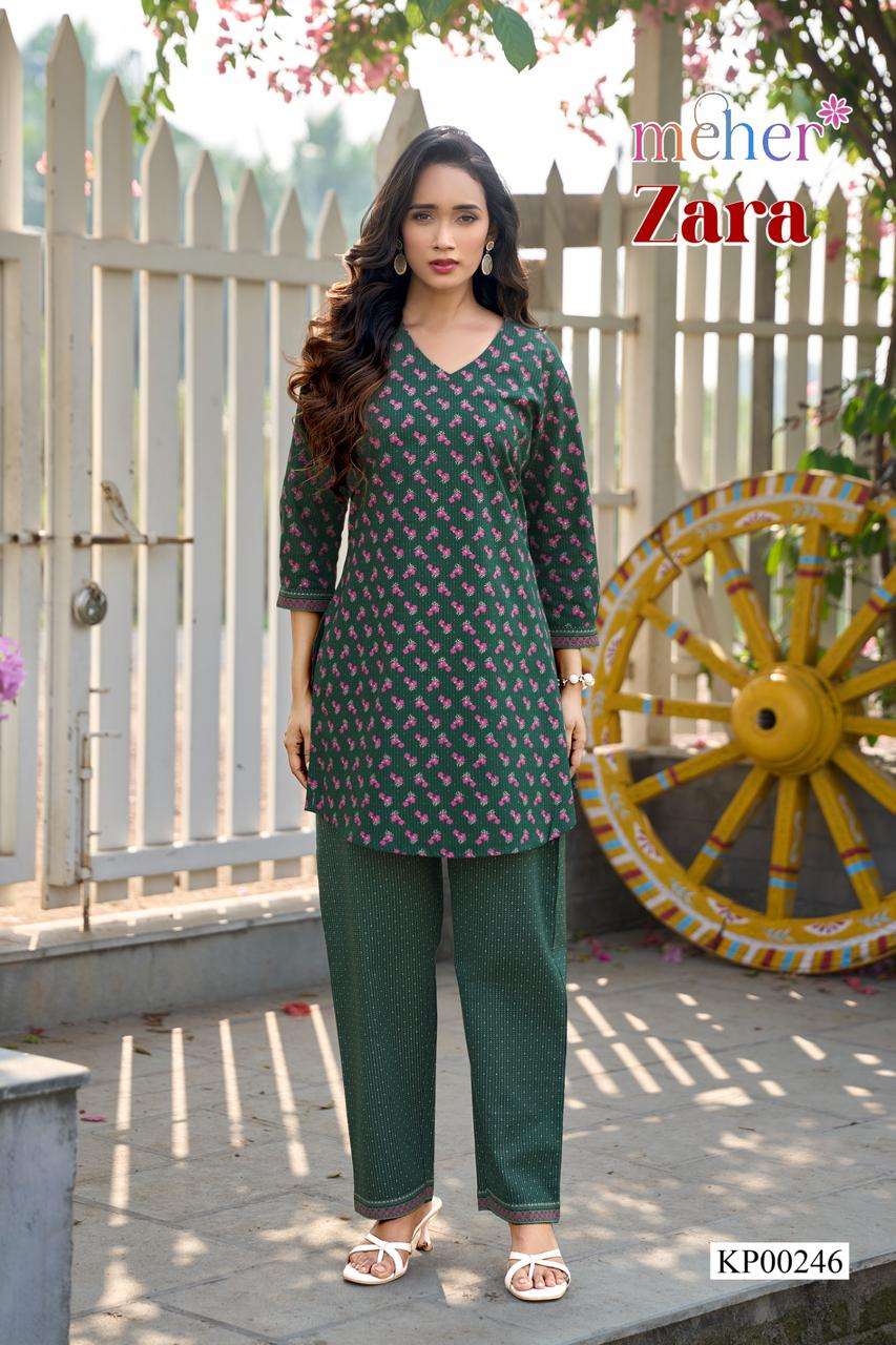 MEHER ZARA PREMIUM COTTON FLEX PRINTED CO ORD SET COLLECTION...