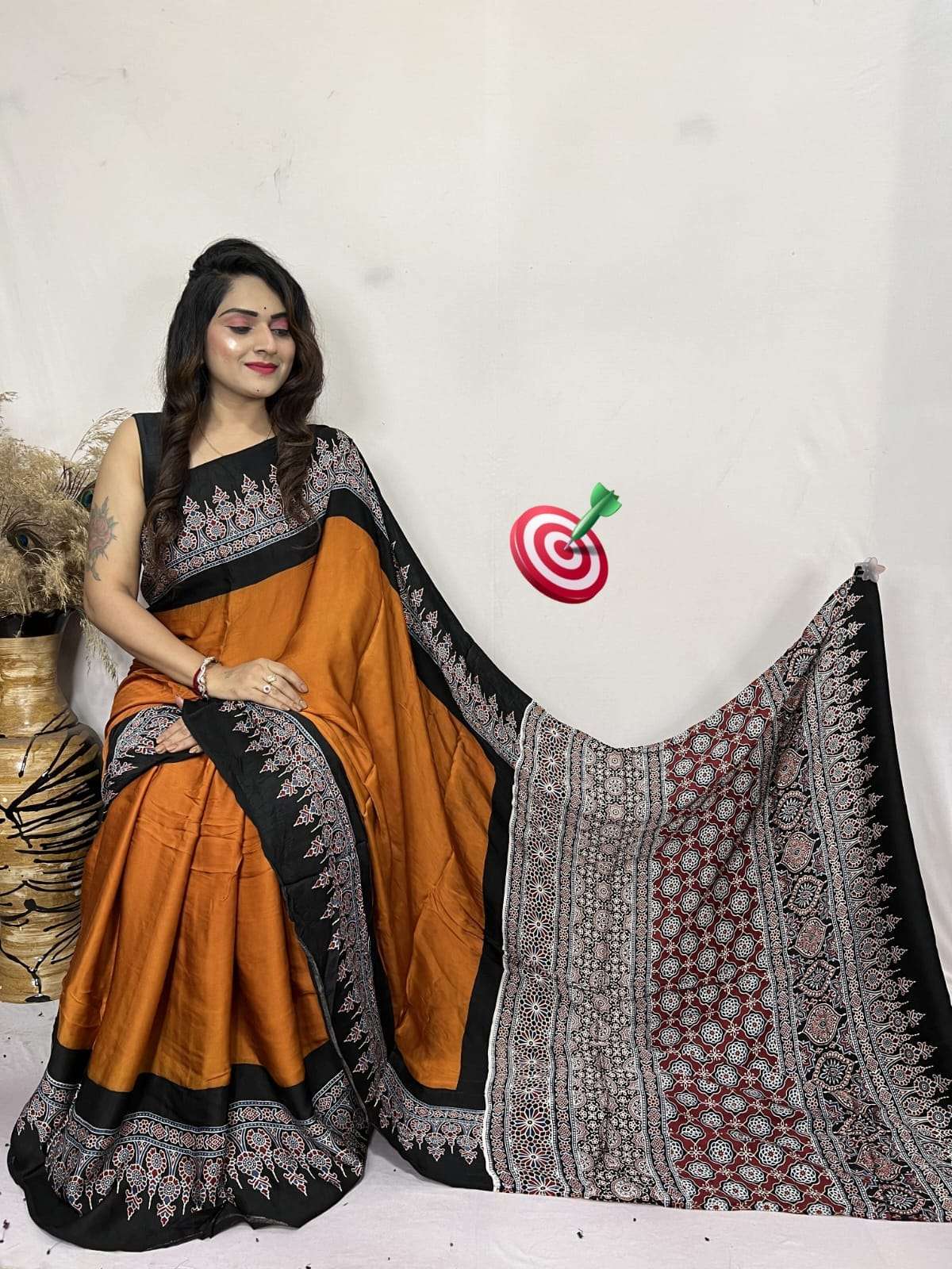 model silk Ajrakh Print fabric With very soft in texture Ajr...