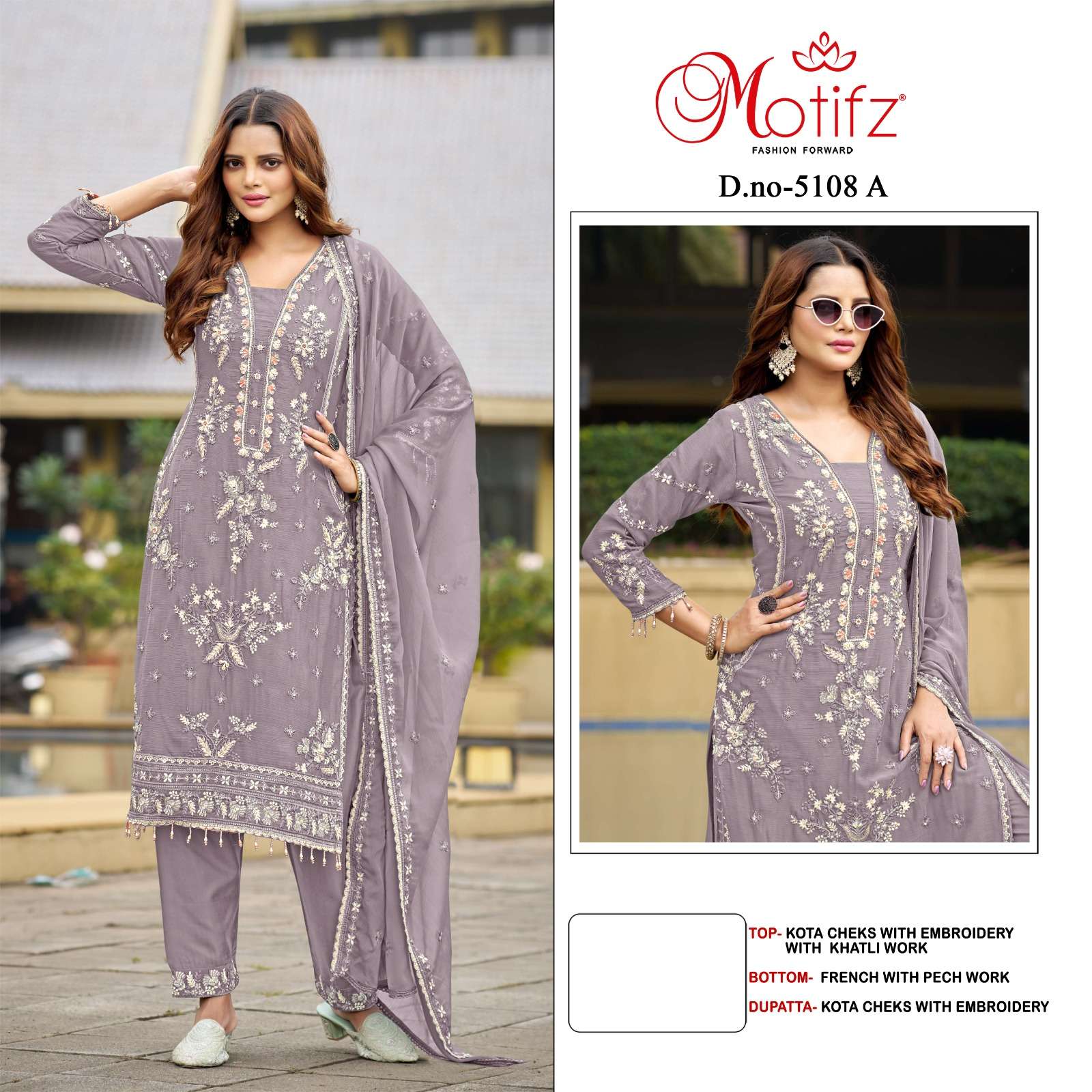 MOTIFZ 5108 ATTRACTIVE LIGHT COLOR HEAVY WORK SUIT LADIES SU...