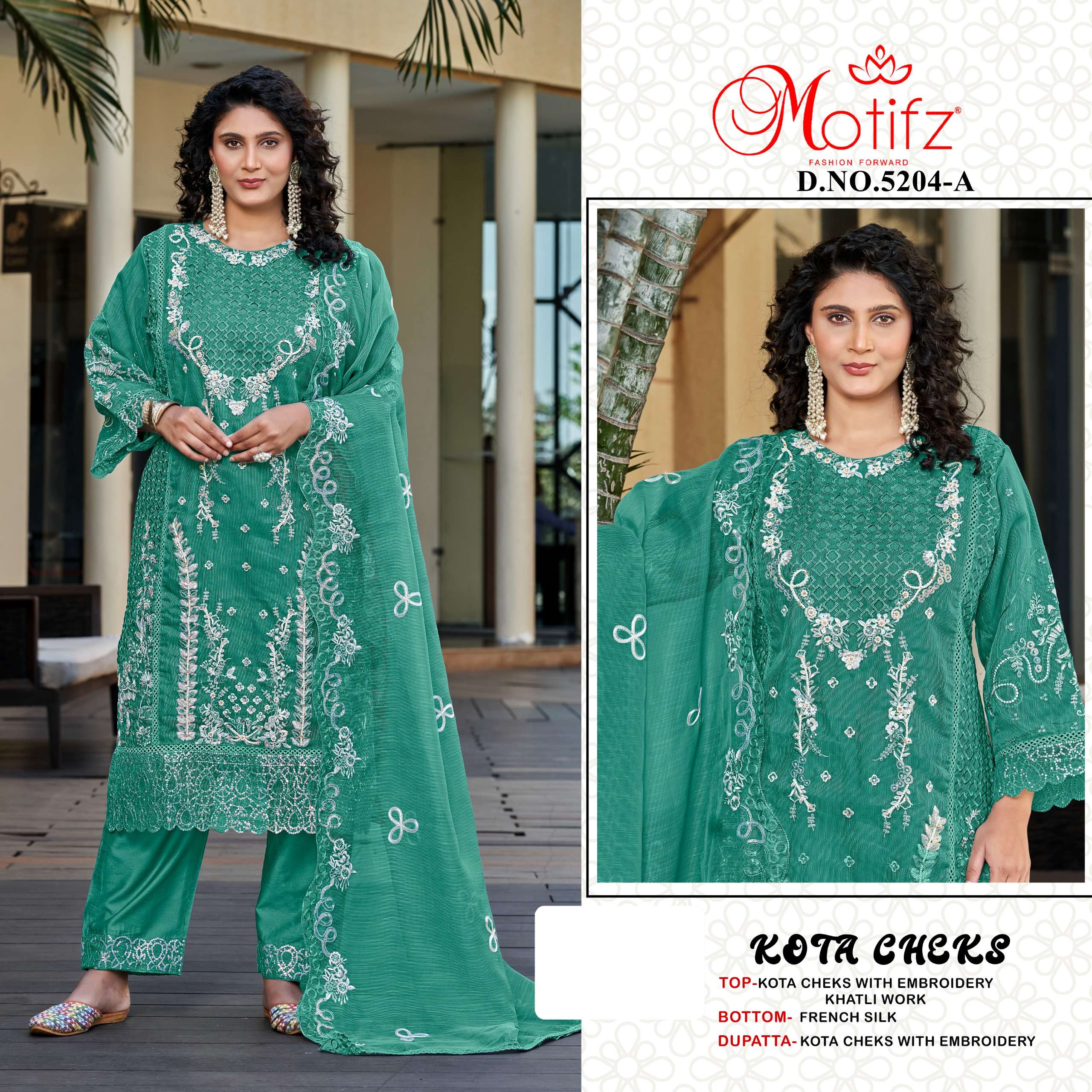 MOTIFZ 5204 KOTA CHEKS KHATLI WORK ATTRACTIVE SUIT TRADITION...